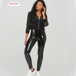 Black Size XL Spanx Faux Patent Leather Leggings.